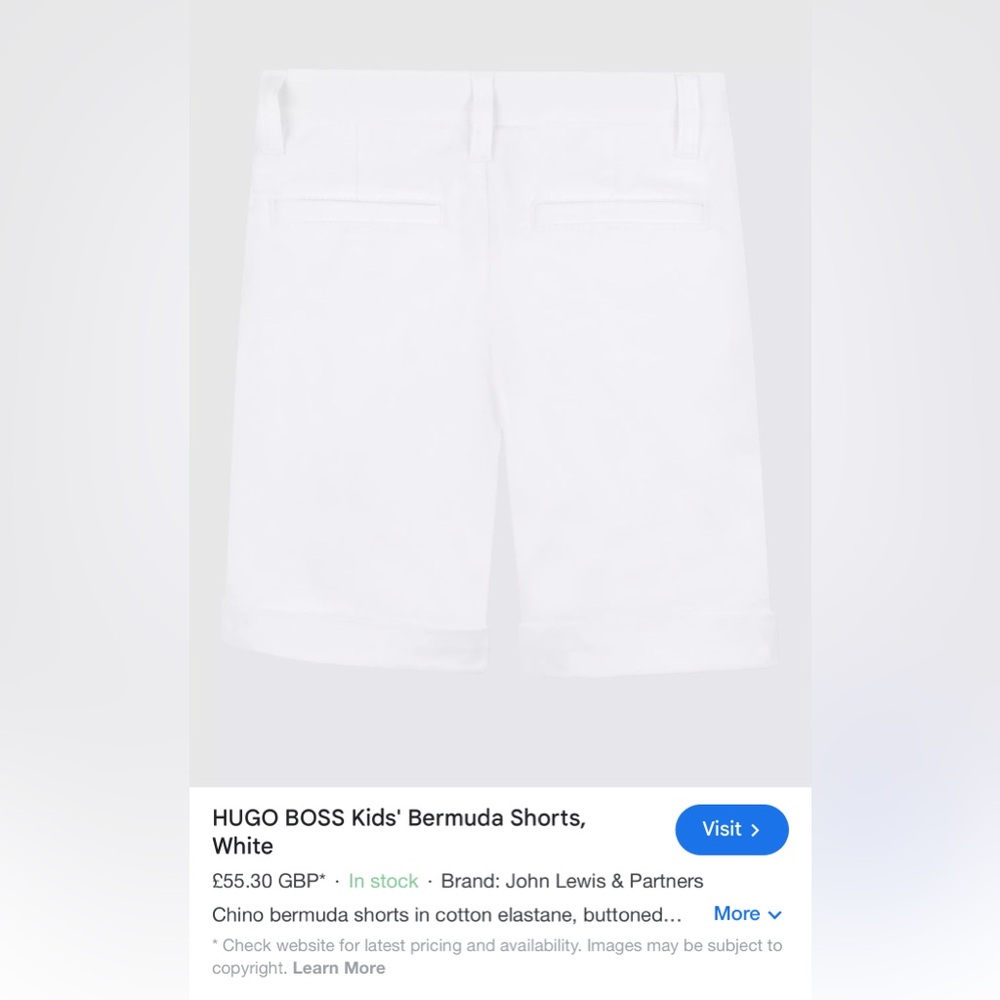 🔥Summer Discount🔥Boss Kids' White Bermuda Shorts